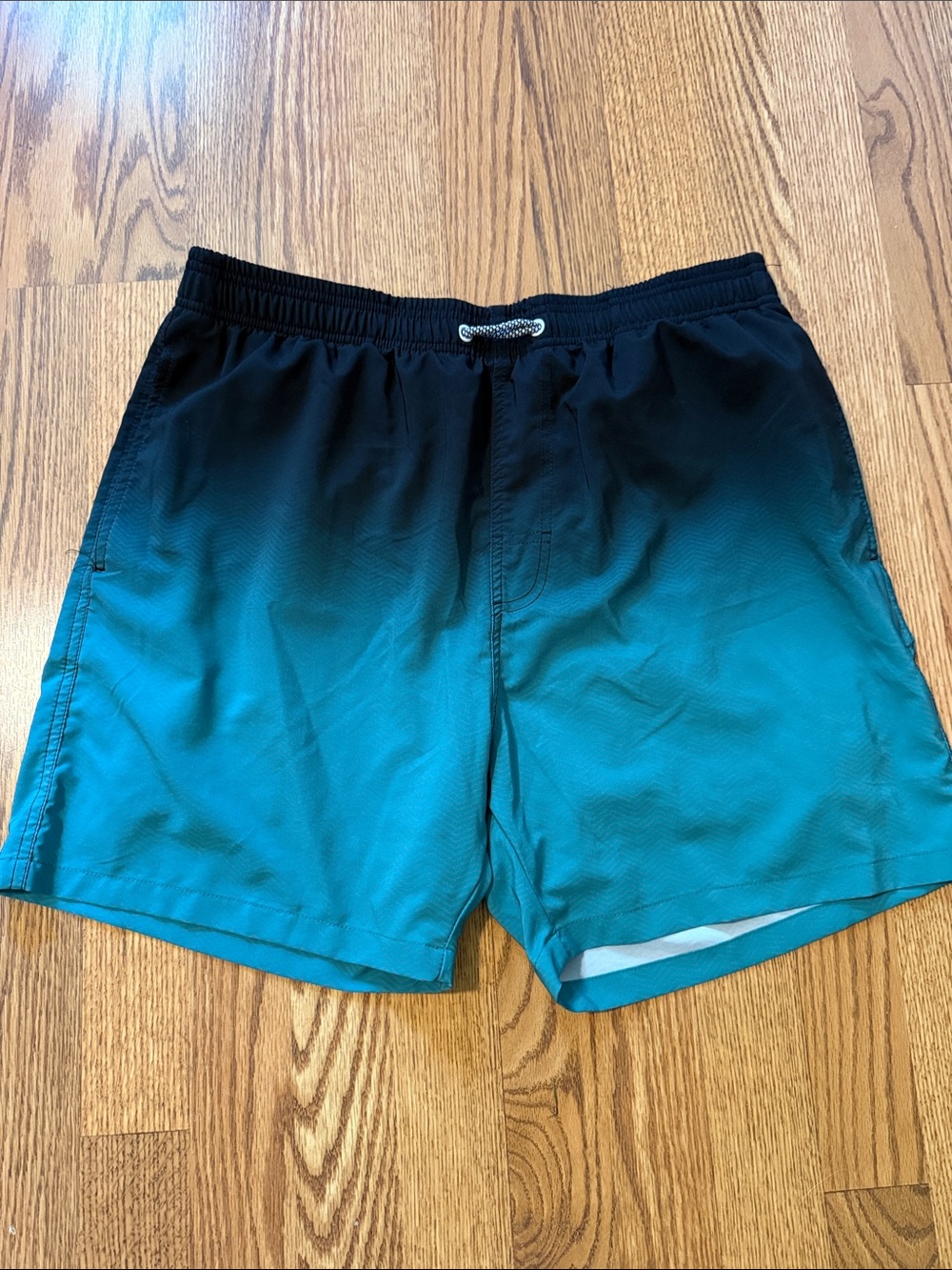 Men's Black to Teal Ombre Swim Shorts